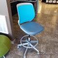 Steelcase Blue Cobi Leather Drafting Stool Chair w/ Leather Seat